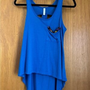 Xhilaration Vibrant Blue Tank Top with Embellished Pocket